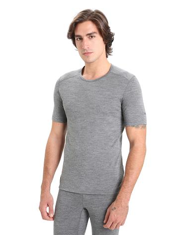 Men's Icebreaker Merino 200 Oasis Short Sleeve Crewe Thermal Top Base Layers Gritstone Heather | CA 1558KORI